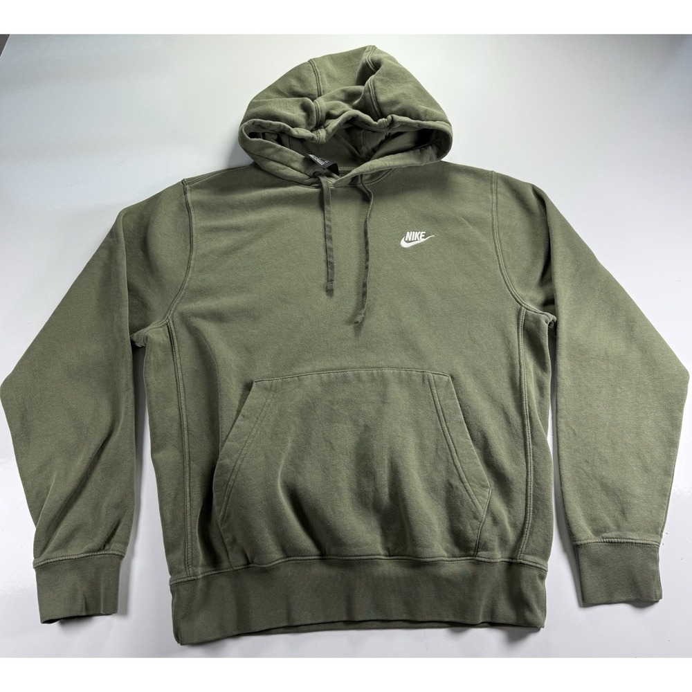 Nike Hoodie Sweatshirt S Olive Pullover Fleece Logo Embroidered Swoosh Kangaroo